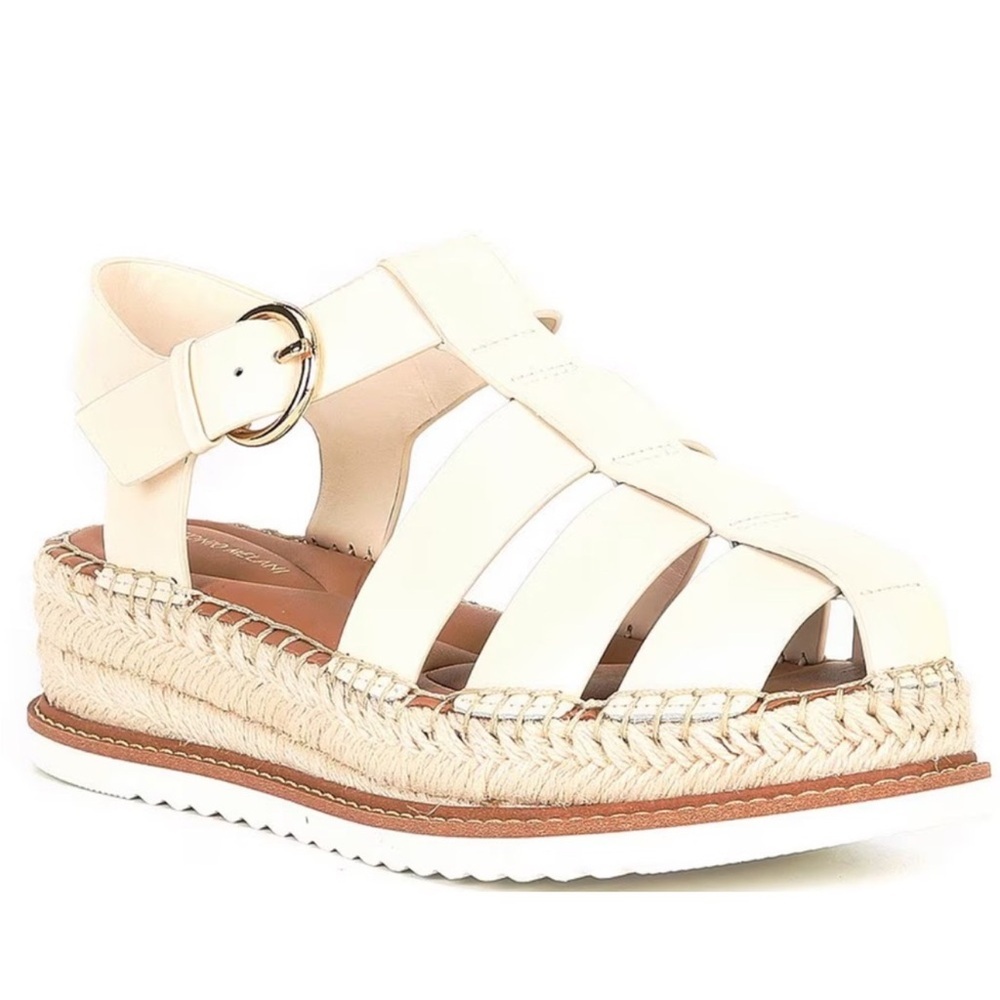 Antonio Melani Carolie Espadrille Platform Wedge Fisherman Sandals Cream Size 7